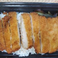 Katsu Chicken · Served with rice and lettuce