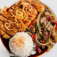 Teriyaki Chicken · Teriyaki chicken served with assorted fresh, grilled vegetables & steamed rice.  Includes yo...