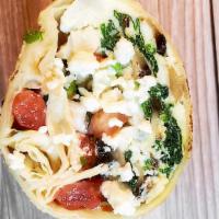 Healthy Fresca Breakfast Burrito · Mushroom, spinach, egg whites, pico de gallo, avocado