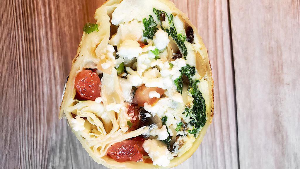 Healthy Fresca Breakfast Burrito · Mushroom, spinach, egg whites, pico de gallo, avocado