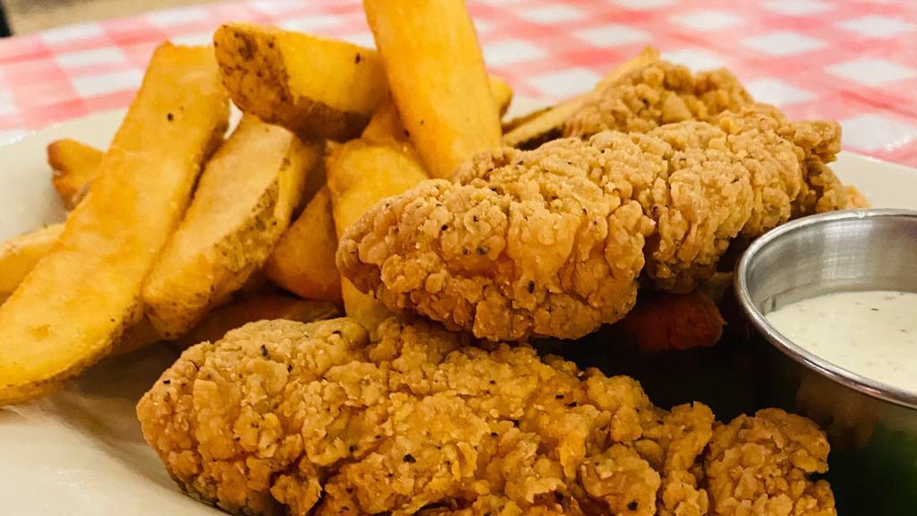 Chicken Tenders · Served with fries and ranch