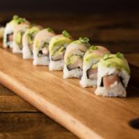 The White Scorpion Roll* · Spicy albacore, cucumber, avocado wrapped in seaweed paper, topped with albacore, avocado, g...