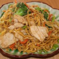 Yakisoba  · Sautéed wheat flour noodles stir-fried with broccoli, carrot, onion and cabbage in house sauce