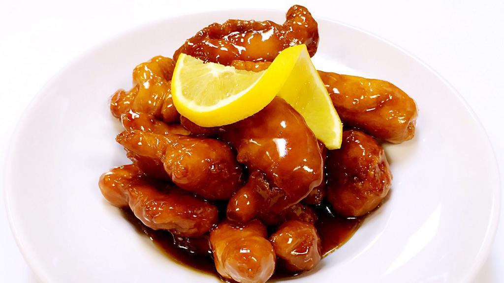 Orange · Spicy. Chicken, beef or shrimp. Dry chili pepper and orange peel in a sweet and sour chili orange peel sauce.