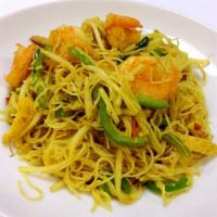 Singapore Rice Noodle · Spicy. (Chicken, Beef, Pork, Shrimp, House, Vegetables or Tofu) Angel hair rice noodles wok ...