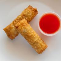 Egg Roll (2) · Cabbage, celery and carrots with five-spice seasoning rolled in a crispy wrap.