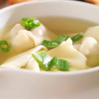 Wonton Soup · Pork wonton, napa cabbage and scallions (large order include chicken, shrimp and vegetables).