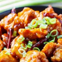 General Tso'S · Spicy. Chicken or shrimp. Wok seared with dry chili pepper, onions and scallions in a sweet ...