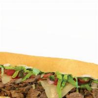 Feisty Amigo · Grilled steak, jalapenos, white American cheese, and Mexican seasonings. Topped with pico de...