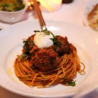 Spaghetti And Meatballs  · Imperial Wagyu, Fresh Ricotta, Ragu.