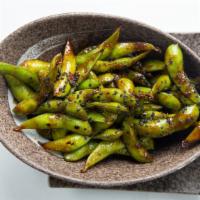 Edamame · Steamed soy beans tossed in sea salt.