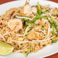 Pad Thai Street Style With Shrimp · Gluten-Free. Tofu. Vegan Available. Shell Fsh. Peanuts.  Stir fried rice noodles with shrimp...