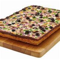 Large Natural Pizza · Red onions, green peppers, mushrooms, and black olives.