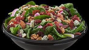 Regular Michigan Cherry Salad · Spinach, red onions, dried cherries, walnuts, bacon, gorgonzola cheese with balsamic dressing