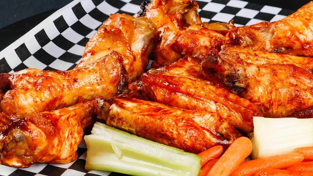 1 Lb Bone-In Wings · WINGS ARE SERVED FRESH, HOT, & CRISPY WITH CELERY, CARROTS & YOUR CHOICE OF DIPPING SAUCE!