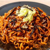 Volcano Noodle · Wide rice noodles stir fried with hot and spicy sauce. Choice of chicken or tofu.