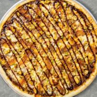 Chick Cookout Bbq Pizza  · Barbecue sauce, juicy chicken, mozzarella, marinara, chopped garlic, fresh basil, and extra ...