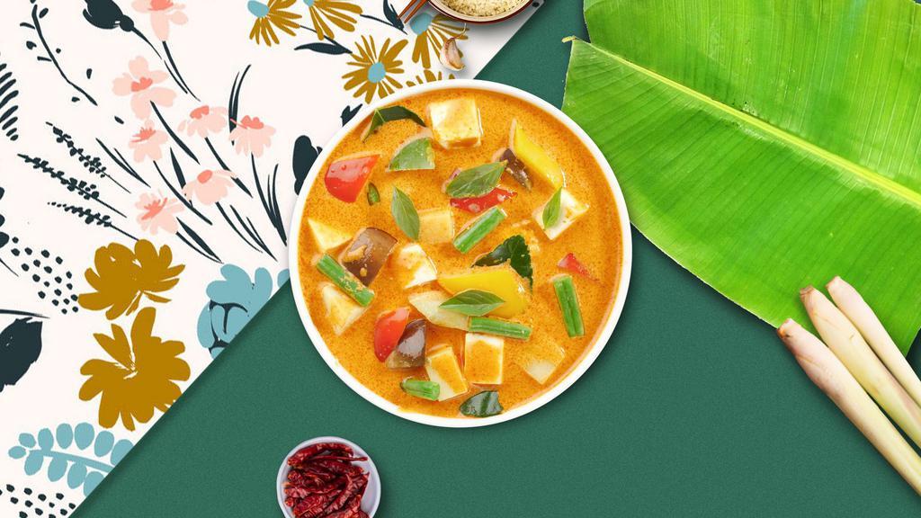 The Promise Of Panang Curry · Panang curry paste, bell pepper, basil and lime leaf.
