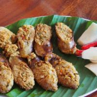 E San Sausage · Grilled curry pork sausage with mild spicy.