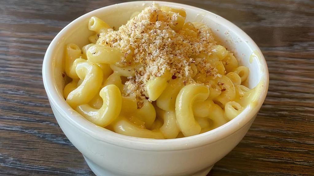 Mac & Cheese · With almond parmesan.