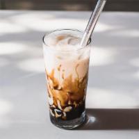 Tiger Fresh Milk W/ Boba · Noncaffeinated! A sweet beverage with brown sugar drizzled around the edge and chewy boba at...