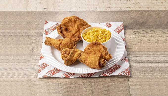 4-Pc-Chicken Combo · Try one of our combo meals to get the chicken and sides you're craving. Don't forget to add on a drink or our famous Chocolate Chip Cookie dessert!