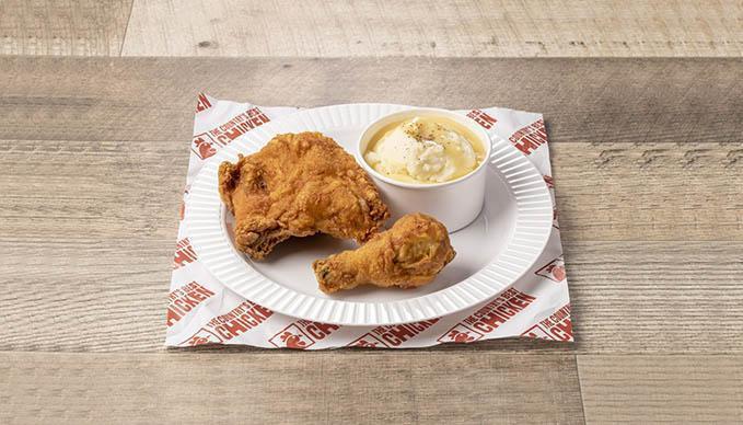 2-Pc-Chicken Combo · Try one of our combo meals to get the chicken and sides you're craving. Don't forget to add on a drink or our famous Chocolate Chip Cookie dessert!