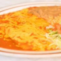 Plato De Enchiladas · Two enchiladas Served with beans, rice, lettuce and tomato.