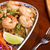 Phad Thai. · The most famous Thai dish. Stir-fried thin rice noodles with egg, bean sprouts, onion and fr...