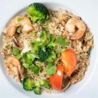 Fried Rice. · Stir-fried steamed jasmine white rice with broccoli, onion, tomatoes and egg. ($1 extra for ...