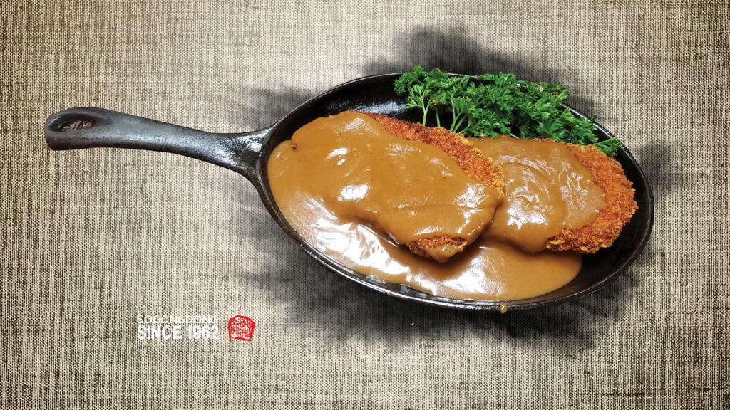 Pork Cutlet (Don Ka Su) · Deep Fried Pork Loin with , Traditional Sauce,
(Comes with 1 rice, 3 side dishes)