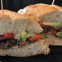 Southwest Steak Philly · Bread choice with angus beef fajita steak strips, green bell pepper, roasted red peppers, on...