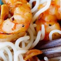 Grilled Jumbo Shrimp Noodle Bowl · Served with vermicelli noodles, bean sprouts, shredded lettuce, pickled carrots and daikon, ...