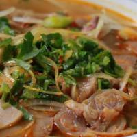  Bun Bo Hue · Spicy. Spicy beef noodle soup made with ham, tendon and sliced beef. Served with vermicelli ...