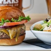 Southwest Burger · Half-pound burger with roasted anaheim chile, pepper jack cheese, and sweet jalapeno dressing.