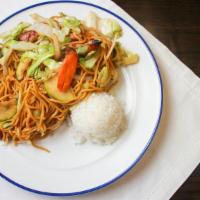 Chicken Yakisoba · Noodles stir-fried with charbroiled, tender marinated chicken and vegetables.