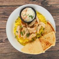 Kids Bowl · Includes rice, kids portion choice or protein, kids portion pita bread, tzatziki sauce, and ...