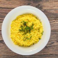 Side Rice · Basmati rice with special seasoning and turmeric.