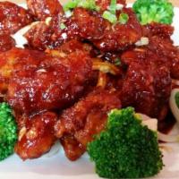 General Tso’S Chicken · Breaded chicken thighs deep fried and stir-fried with red sweet sauce with steam broccoli on...