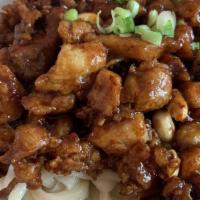 Kung-Pao Chicken · Marinated chicken thighs and peanuts stir-fried with kung-pao sauce.