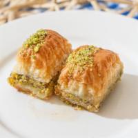 Pistachio Baklava · 2 pieces of only pistachio filled Baklava