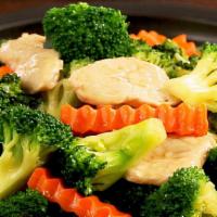 Broccoli / Pad Broccoli · Broccoli, carrots, and garlic, stir-fried together in our special sauce with your choice of ...