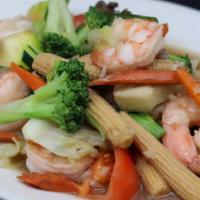 Mixed Vegetables / Pad Pak Ruam · Carrots, baby corn, onions, cabbage, mushrooms, broccoli, fresh cilantro, green onions, and ...