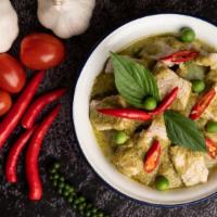 Green Curry / Kaeng Kiew Waan · Coconut milk, bamboo shoots, bell peppers, eggplant, fresh basil, and your choice of meat.