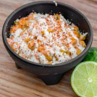 Street Corn In A Cup · Corn, melted butter, spicy mayo, and Cotija cheese.