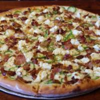 Jalapeno Face · Jalapenos, dolloped cream cheese, bacon, mozzarella, bread crumb finish, garlic infused oliv...