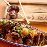 Luak-Jhim (Meats & Meatballs) · Sliced of stew beef, braised beef, beef meatballs. Based with steamed beansprouts and mornin...