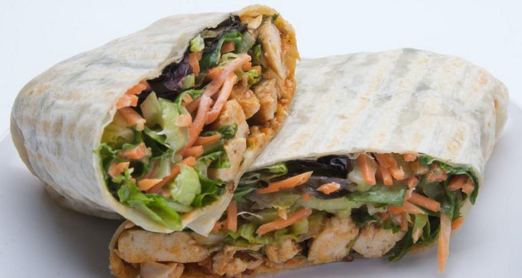 Grilled Chicken Wrap (Design Your Own Wrap) · Grilled chicken, any 3 mix-ins, cheese, greens, dressing.