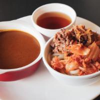 Kimchi Beef Curry Udon · Udon, Curry Sauce, Beef Sukiyaki, Kimchi, Udon Soup.