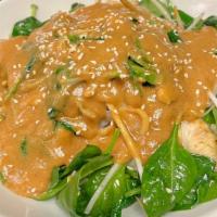 Rama Noodle · Thin rice noodles, egg, bean sprouts, spinach and peanut sauce.